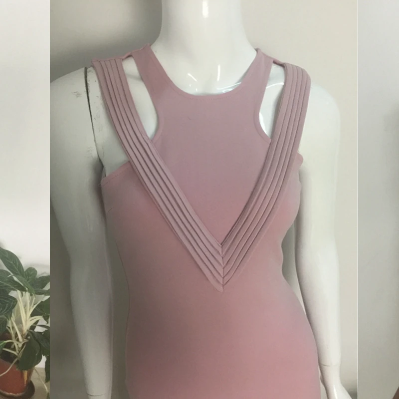 Элегантный 2017 пикантные летние Bodycon рукавов бежевый розовый выдалбливают HL