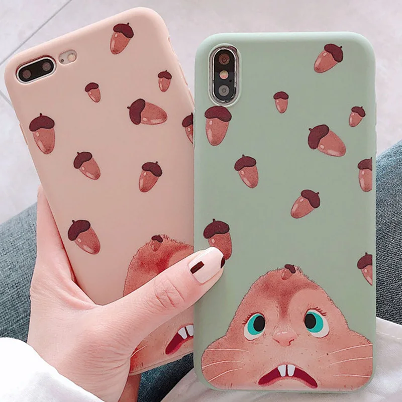 Матовый чехол белка для телефона iPhone 6 7 8 Plus силиконовый s X XS 10 XR Max 6s Capinha Shell |