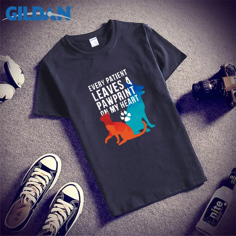 Every Patient Leaves A Pawprint On My Heart Black Straight Metal Hip Euro Size Camisa Mens Cotton | Мужская одежда