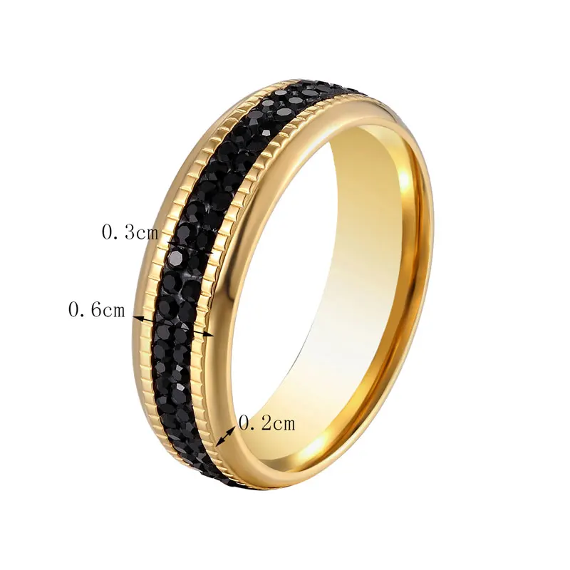 Средний двойной круг черное циркониевое кольцо Высокое качество нержавеющая