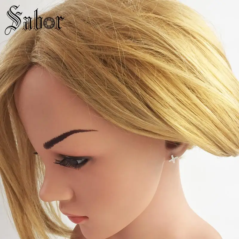 Серьги-гвоздики с фианитом серебристого цвета | Украшения и аксессуары