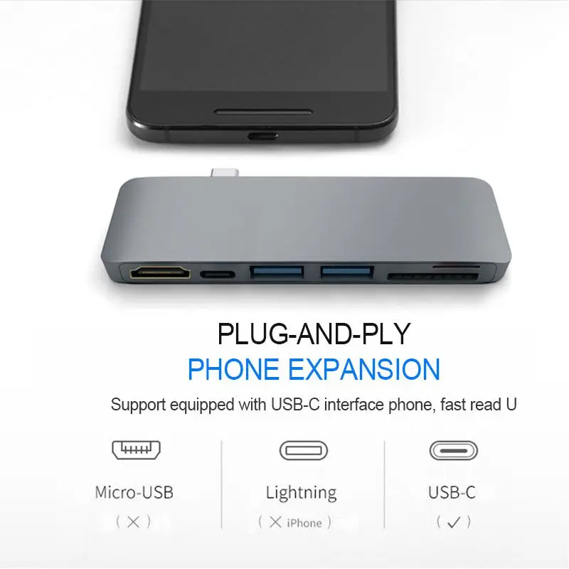 USB C к HDMI адаптер Thunderbolt 3 Type концентратор с TF Micro SD ридер для Macbook pro 2015 2016|Адаптеры