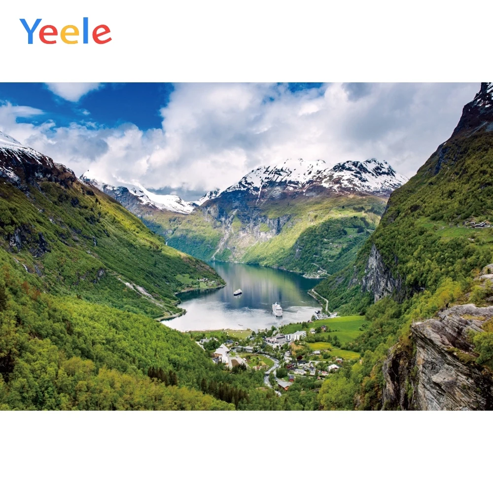Фоны для фотосъемки Yeele пейзаж горы корабль река небо персонализированные фоны
