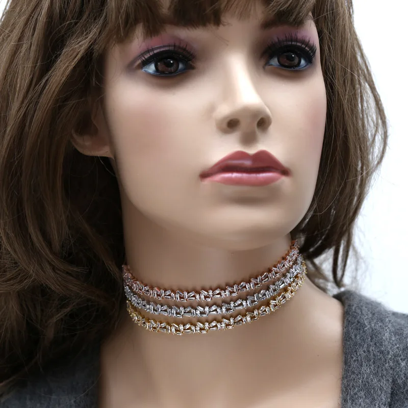 Популярный ААА фианит багет колье для женщин изготовлено вручную Регулируемая