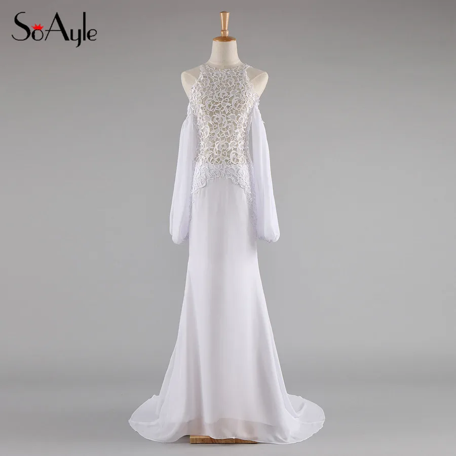 Женское свадебное платье с длинным рукавом SoAyle простое невесты в пляжном стиле
