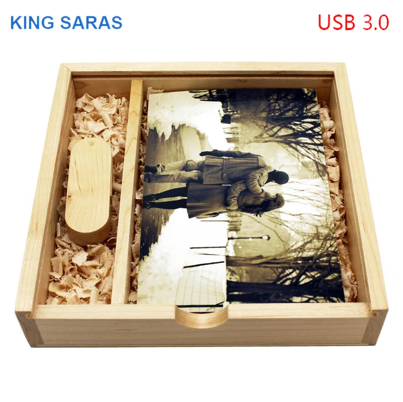 KING SARAS usb3.0 логотип фотография 360 Поворот градусов кленовое дерево+ коробка usb флеш-накопитель 4 ГБ 8 ГБ 16 ГБ 32 Гб usb 3,0 деревянный