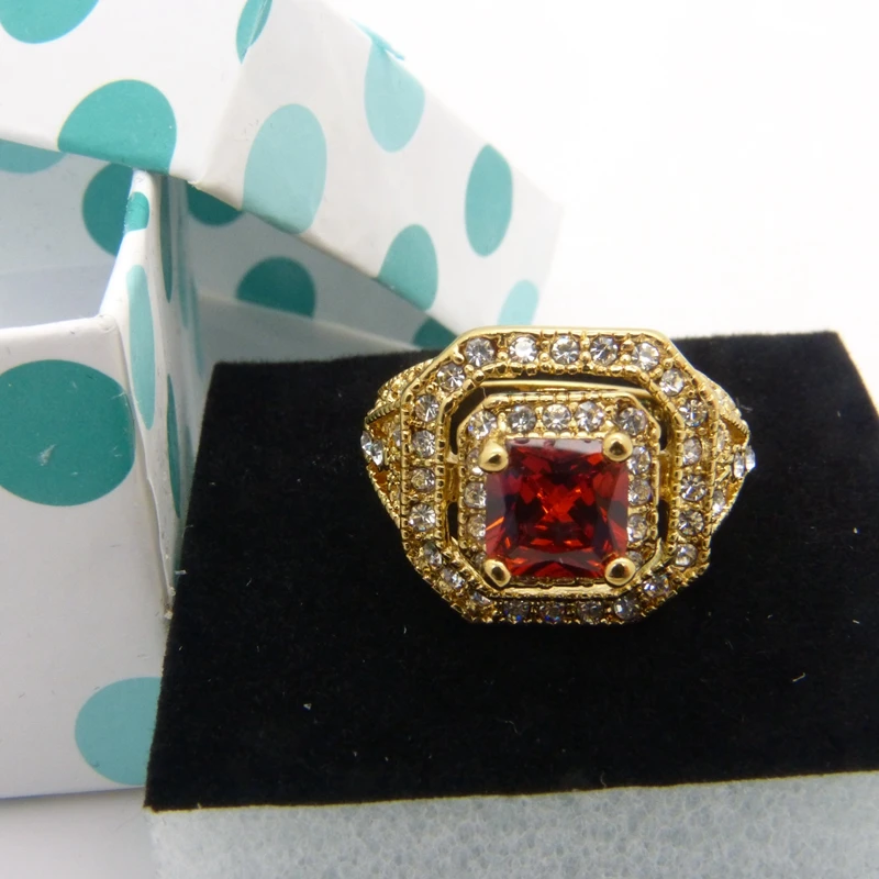 Кольцо в квадратной форме Halo желтое золото Женское кольцо для свадьбы размер 7