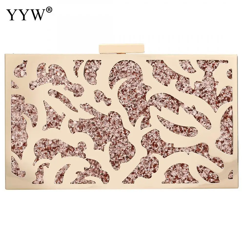rose gold color Сумочка-клатч с геометрическим рисунком розового золота, роскошные женские сумки, дизайнерская вечерняя сумка на плечо, сумка через плечо, женские сумки на цепочке - Цвет: rose gold color