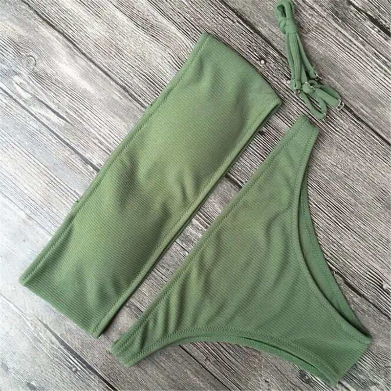2018 женский бикини однотонный купальник с эффектом пуш-ап Мягкий Купальник для