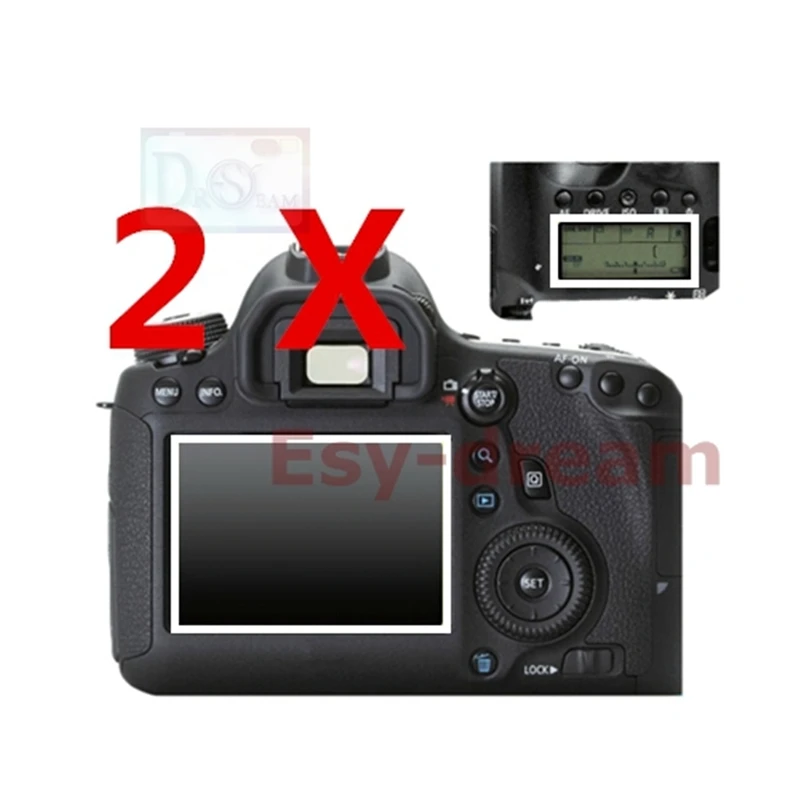 

2pcs High Quality Main LCD + Shoulder Info Top Display Screen Film Protector for Canon 6D DSLR Camera soft