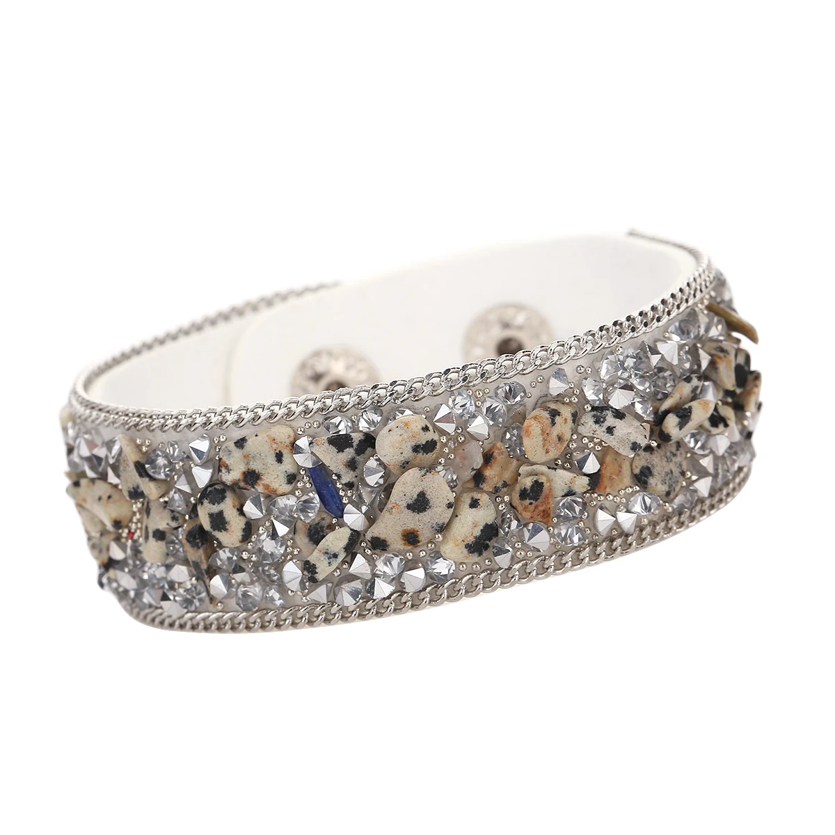 c Pulseras mujer moda Модный женский кожаный браслет с камнями Браслеты Женские ювелирные аксессуары дешевая цена - Окраска металла: c