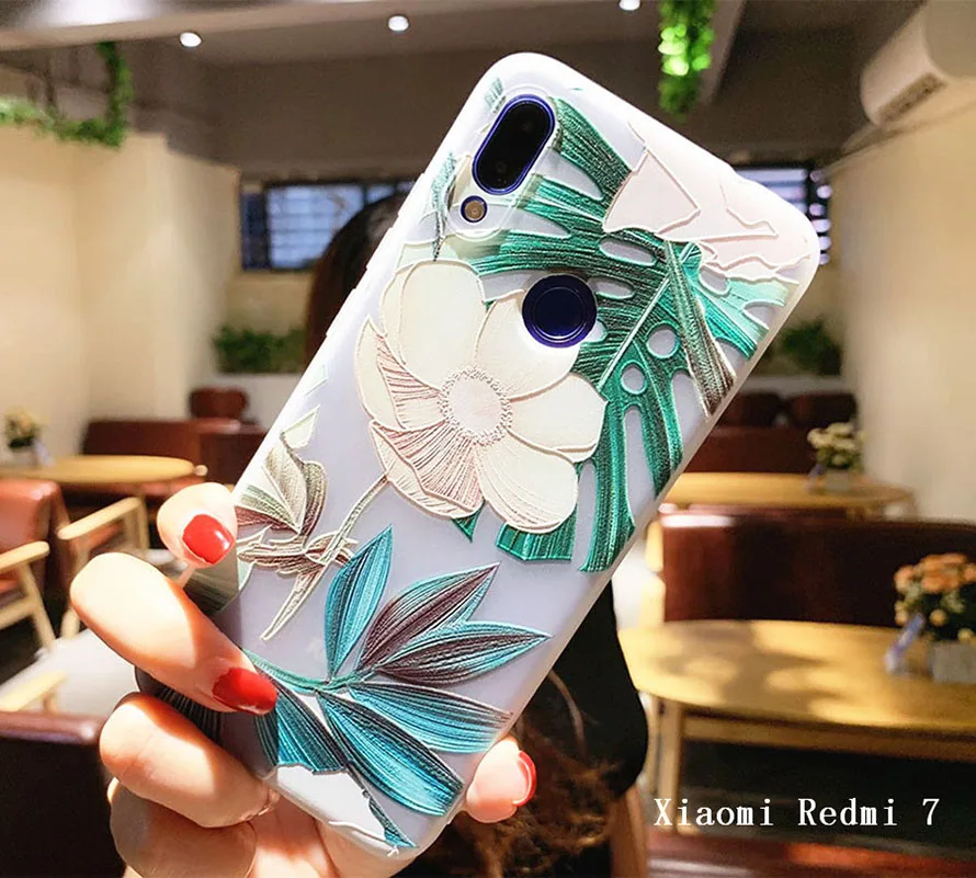 Чехол для Xiaomi Redmi 7 3D мягкий рельеф ТПУ силиконовый чехол задней панели телефона