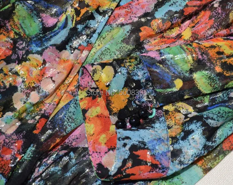 Женское шелковое мини платье с V образным вырезом коротким рукавом фонариком и