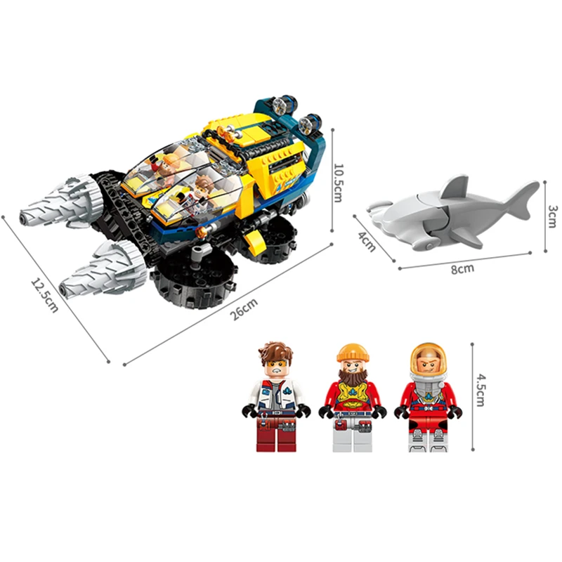 Enlamten Deep Sea Adventure City Vortex ascending car скутер подводная лодка строительные блоки набор комплектов Детская Игрушка совместима