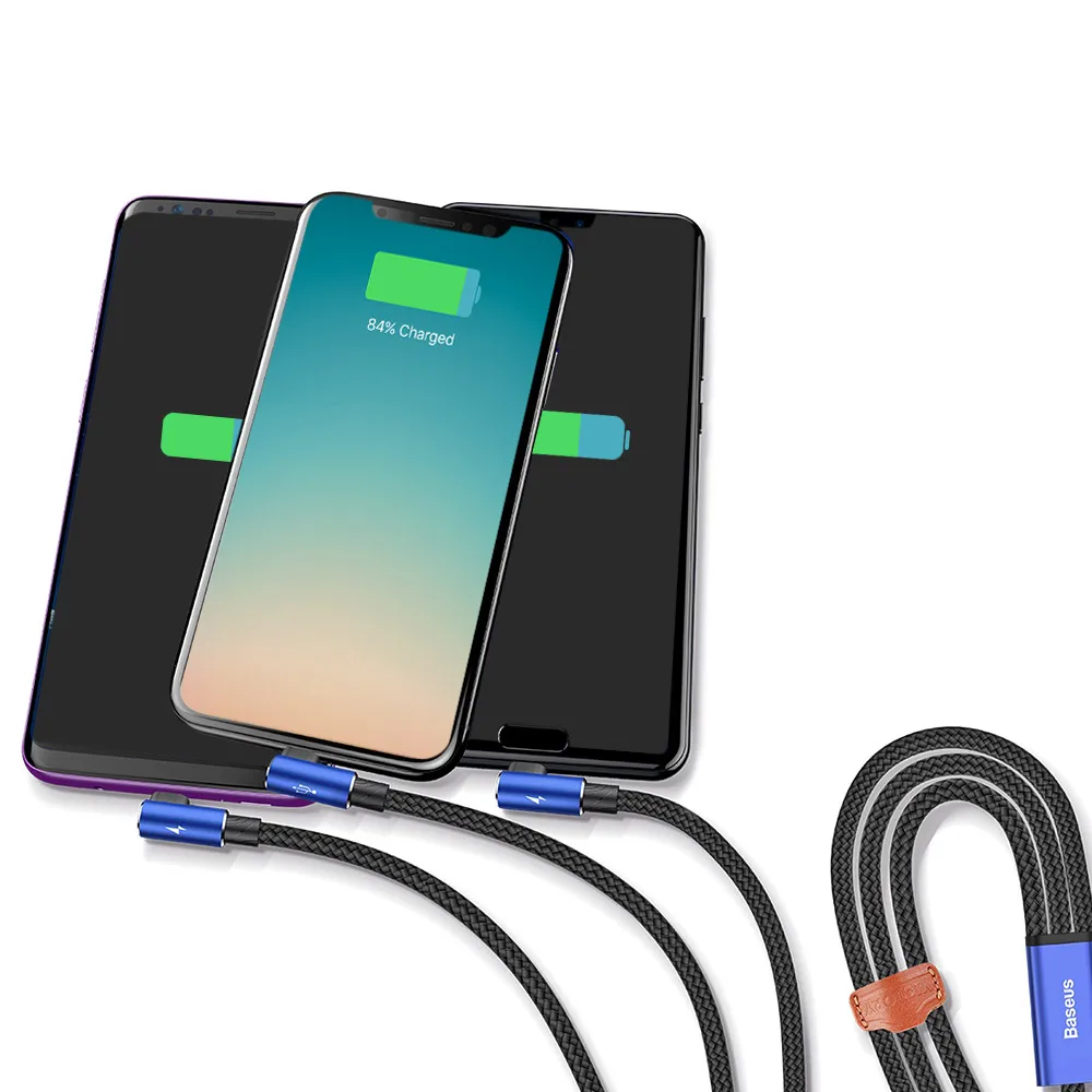 Baseus 3 в 1 кабель быстрой зарядный USB Выход 8 Pin Тип C/Micro 2 м|Переходники и адаптеры| |