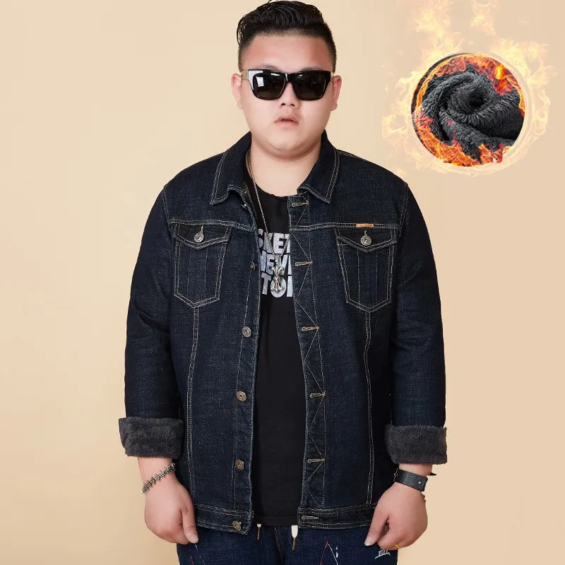 

hip hop icebear military jacket veste men Winter plus velvet Fleece denim jacket 8xl men's plus loose Turn-down Collar coat
