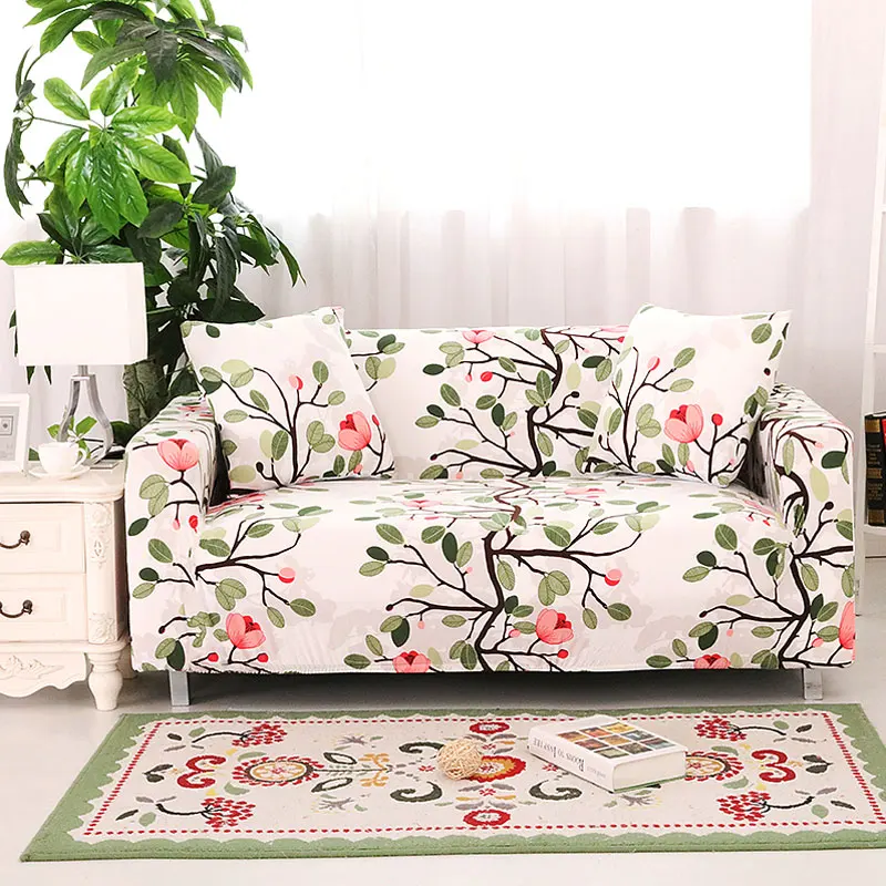 Чехол для дивана из спандекса с принтом листьев гостиной эластичный