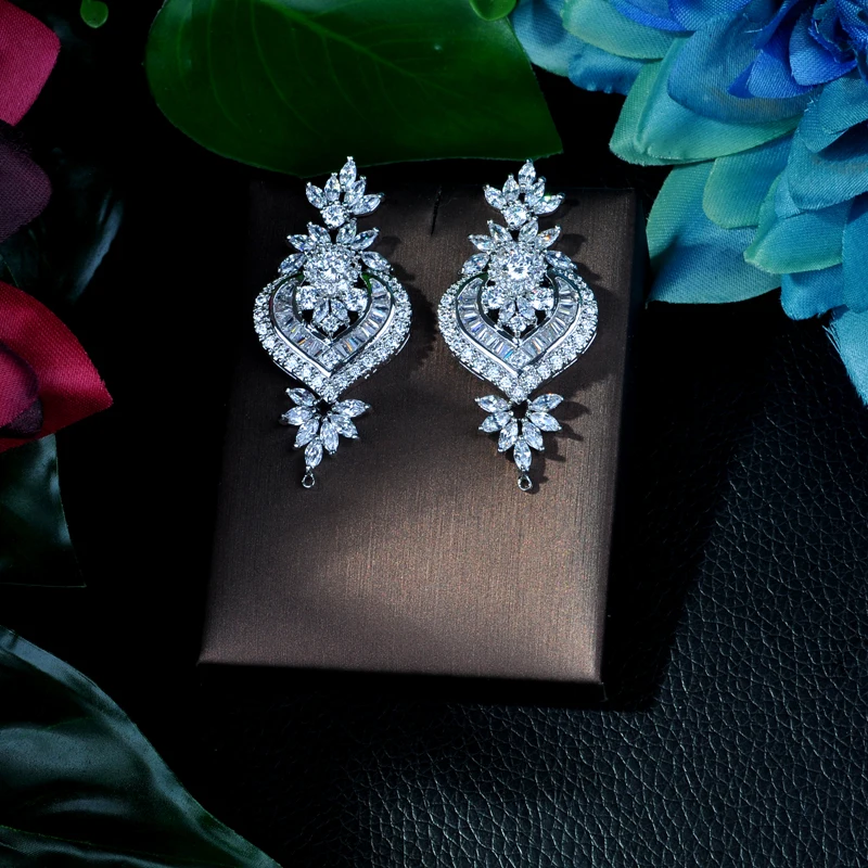 Женские Висячие серьги HIBRIDE подвески с кристаллами из циркония и цветком