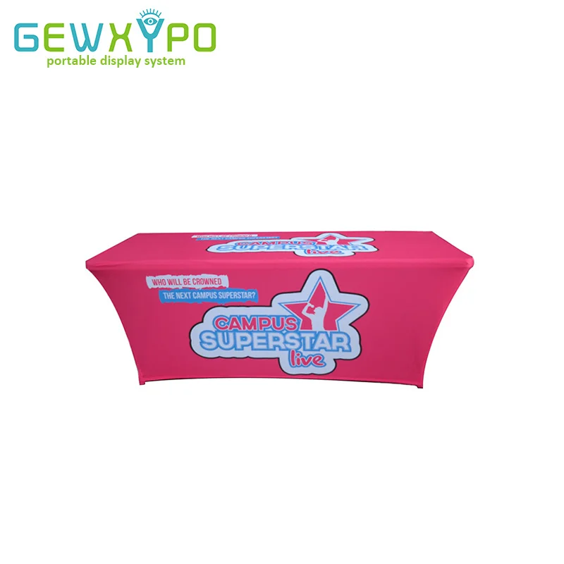 

Trade Show 6ft Spandex Stretch Table Throw Four Sided Full Color Printing,Tension Fabric Table Cover/Table Cloth Custom Printing