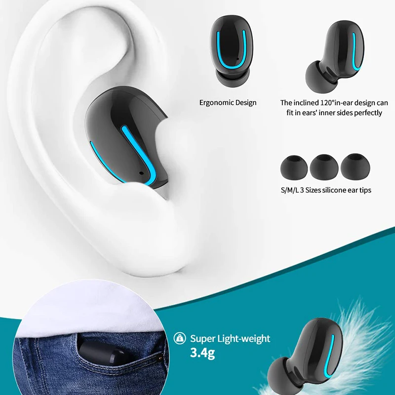 Q32 TWS Bluetooth Earphones Mini Wireless Headset Stereo Deep Bass Earphone with charging box 1500mAh Power bank for phone | Электроника