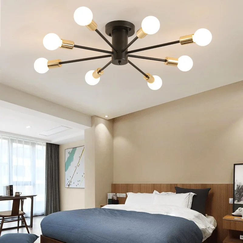 Современная дизайнерская Потолочная люстра E27 в скандинавском стиле черная и