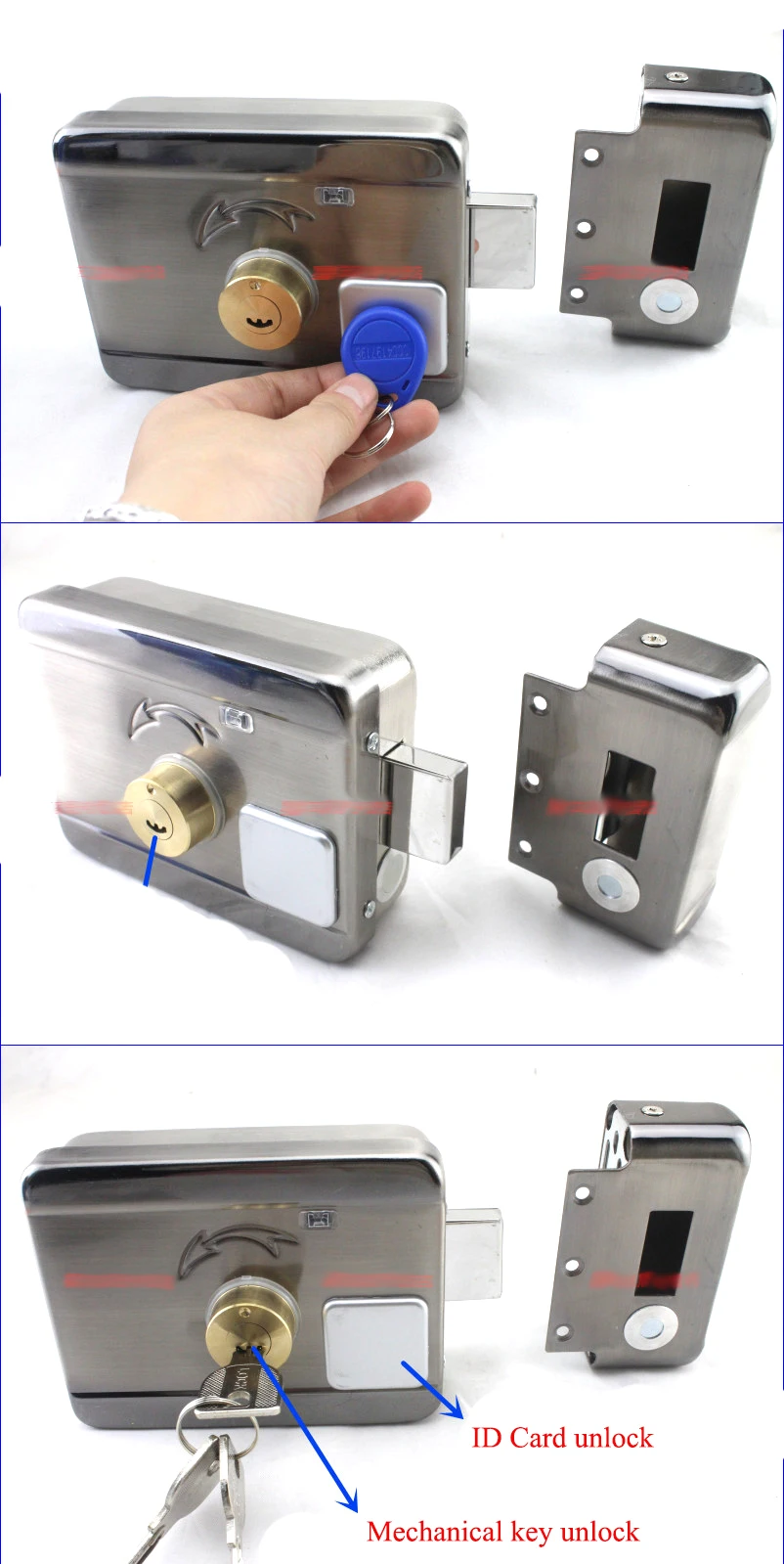Анти-разбивание металла DC12V 125 кГц RFID ID карты Электрический замок дверной замок мотор замок может работать с интерком для домашнего контроля доступа
