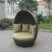 Outdoor Daybed Round Garden Furniture rattan woven aluminum leisure seats Roofed Wicker Lounge Bed for swing pool/patio custom
