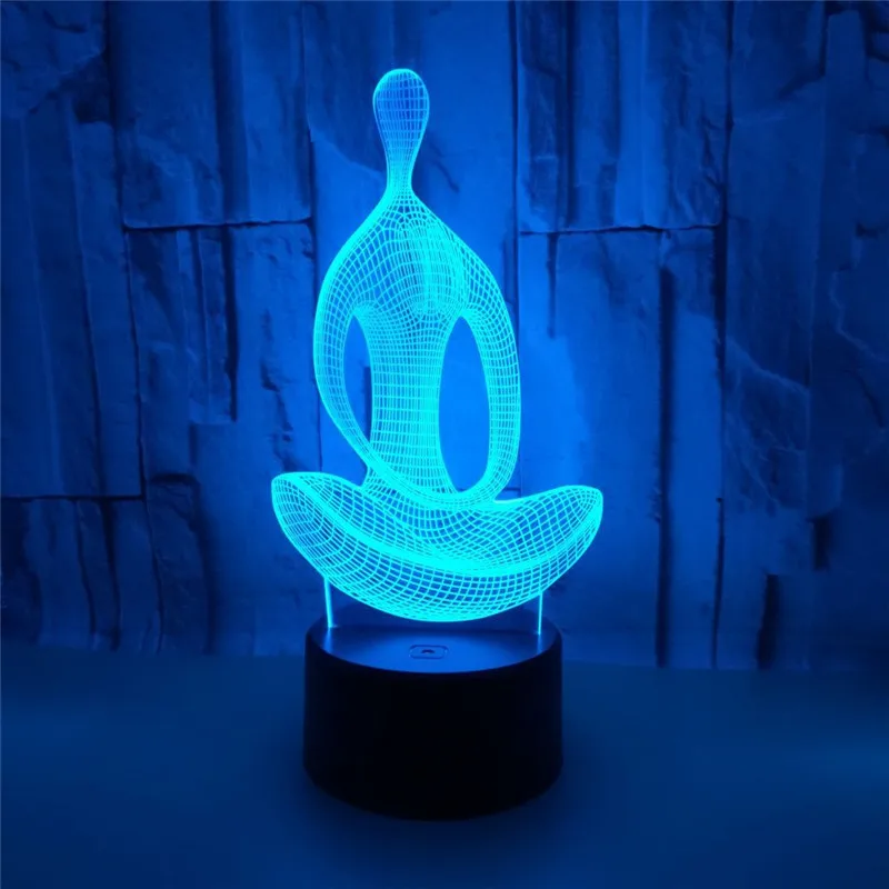 3D светодиодный ночсветильник для йоги медиатора экшн фигурка 7 цветов сенсорная