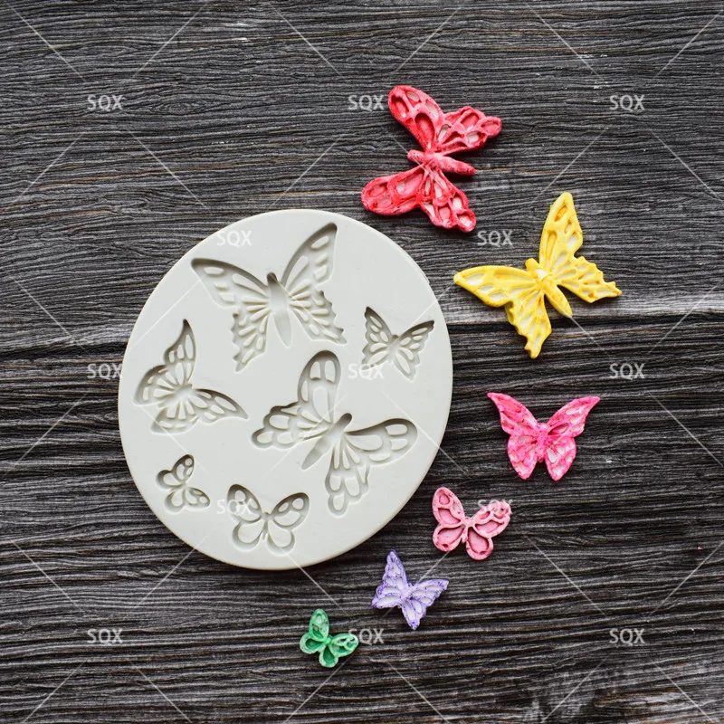 Новое поступление кружевами и украшением в виде бабочки силиконовые формы Fondant