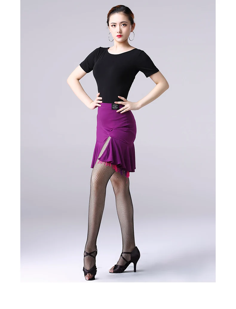 New Colorful Fringe Latin Dance Skirt Female Skirts Ballroom Cha Cha Women Dance Practice Costume Sexy Half Skirt DL3994