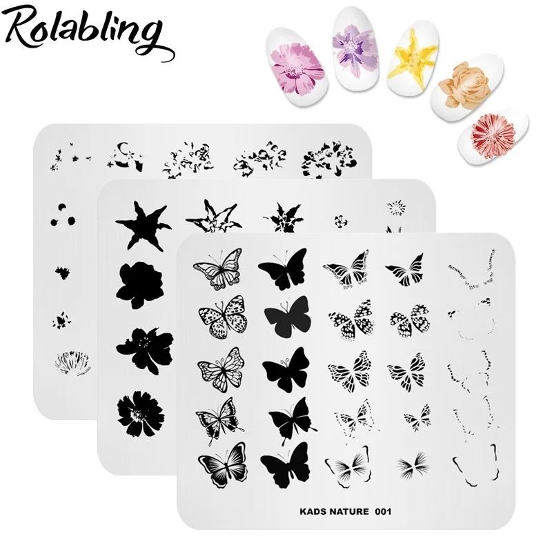 Пластины для стемпинга ногтей Rolabling 10 шт./компл. различных видов дизайна пластины
