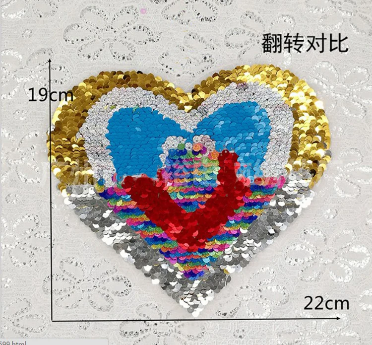 2018 Rainbow Heart Reversible Change color Sequins Sew On Patches for clothes DIY Patch Applique Bag Clothing Coat Sweater Craft | Дом и сад
