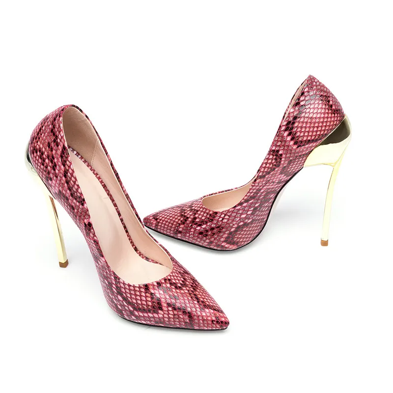 KEAIQIANJINStiletto для женщин Туфли на каблуке из змеиной кожи свадебные туфли высоком