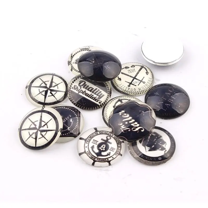 

Round Sailors Compass AnchorGlass Cabochon 10/12/16/18/20/25mm Flatback Dome Embellishments Base Setting DIY AccessoriesJewelry