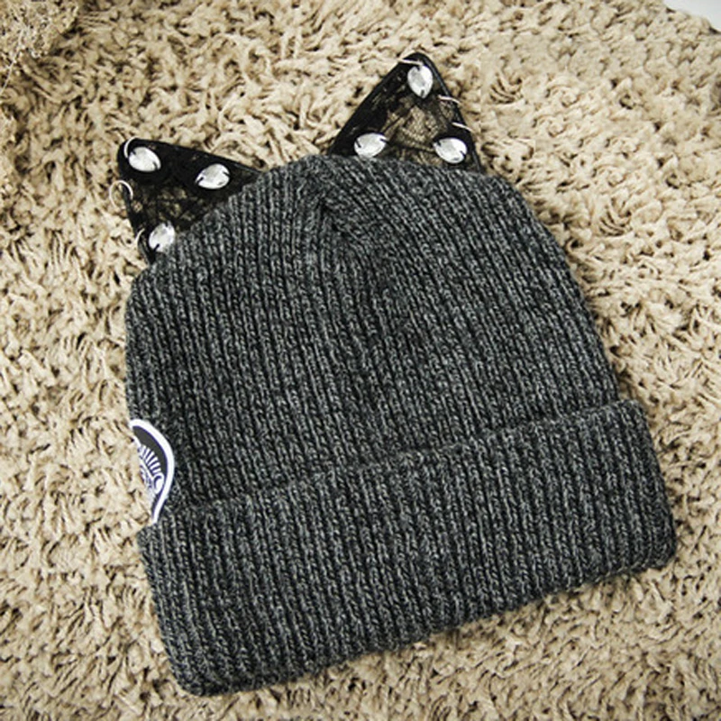 Женские зимние шапки Мягкая Шляпа С Кот Шапочка Случайный Стиль Шапки Сплошной