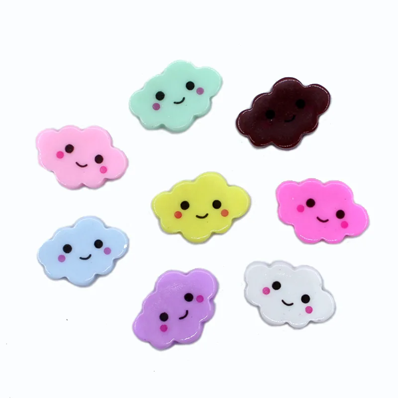 

Wholesale 100pcs 25*16MM Flatback Environmental Resin Cabochon Cameos Smiling Cloud Cute DIY Jewelry Accessories Photo Frame DIY