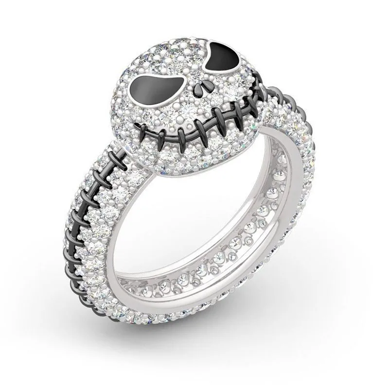 Готическое черно-серебряное перстень с черепом тыквы для мужчин в панковском стиле винтажного дизайна кольца для женщин украшение на Хэллоуин Анилло Омбре Бижу.