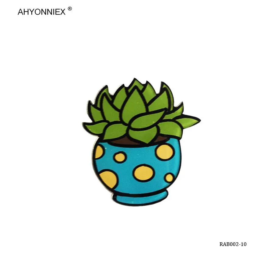 AHYONNIEX 1 шт. мультфильм кактус бонсай значки брошь акриловые Значки на рюкзак булавка, бейдж, украшение значки на одежду - Цвет: TYPE 10