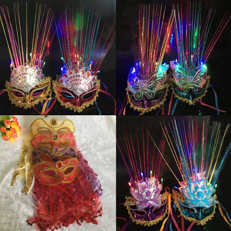 

LED Flashing Butterfly Rain Wire Mask Women Girls Princess Masquerade Glowing Mask Dance Party Dress Decor Halloween Christmas