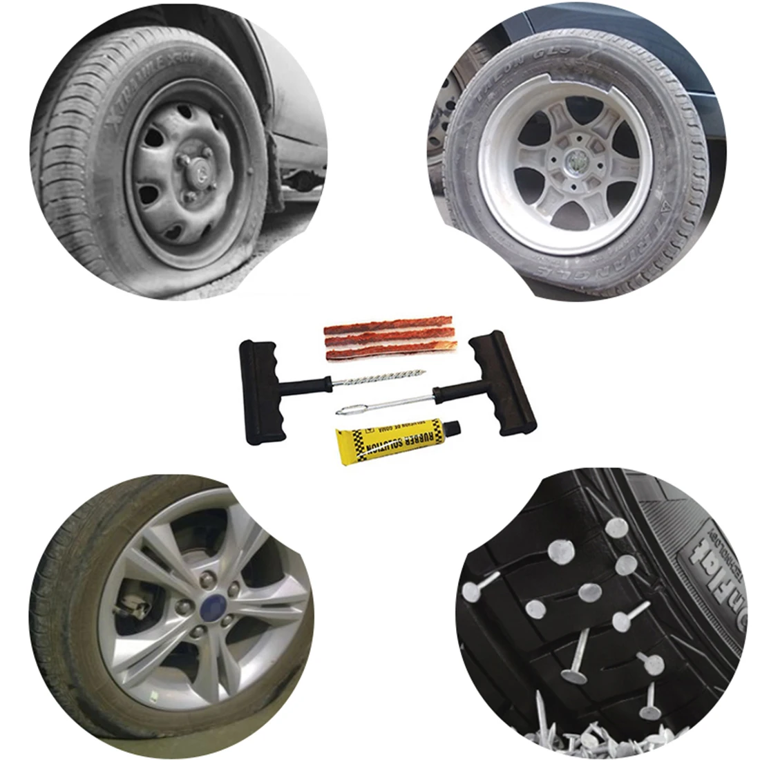 Kit de herramientas de reparación de neumáticos, 6 uds., accesorios para coche, neumático sin cámara, Kit de reparación de neumáticos, Kit de reparación de enchufe de pinchazos