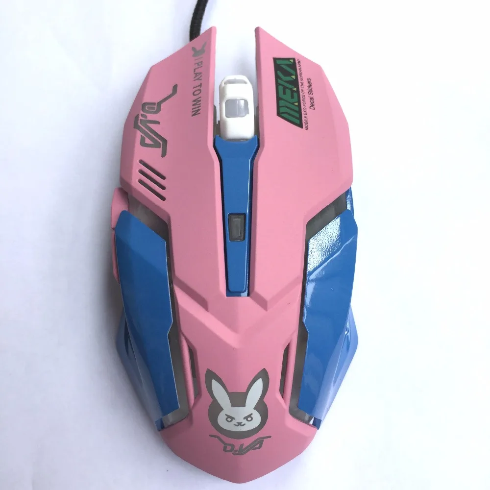 6 кнопок, игровая дышащая светодиодная мышь с подсветкой, D. VA Reaper, проводная USB компьютерная мышь для ПК и Mac, геймеров Overwatch