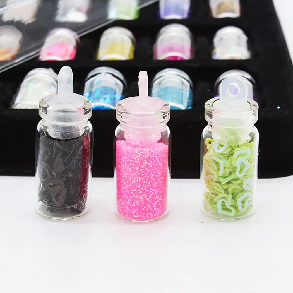48 Bottles DIY Nail Makeup 3D Crystal Nail Art Powder Sequins Decor Glitter Manicure Tips Beauty Nails Decoration Set Random
