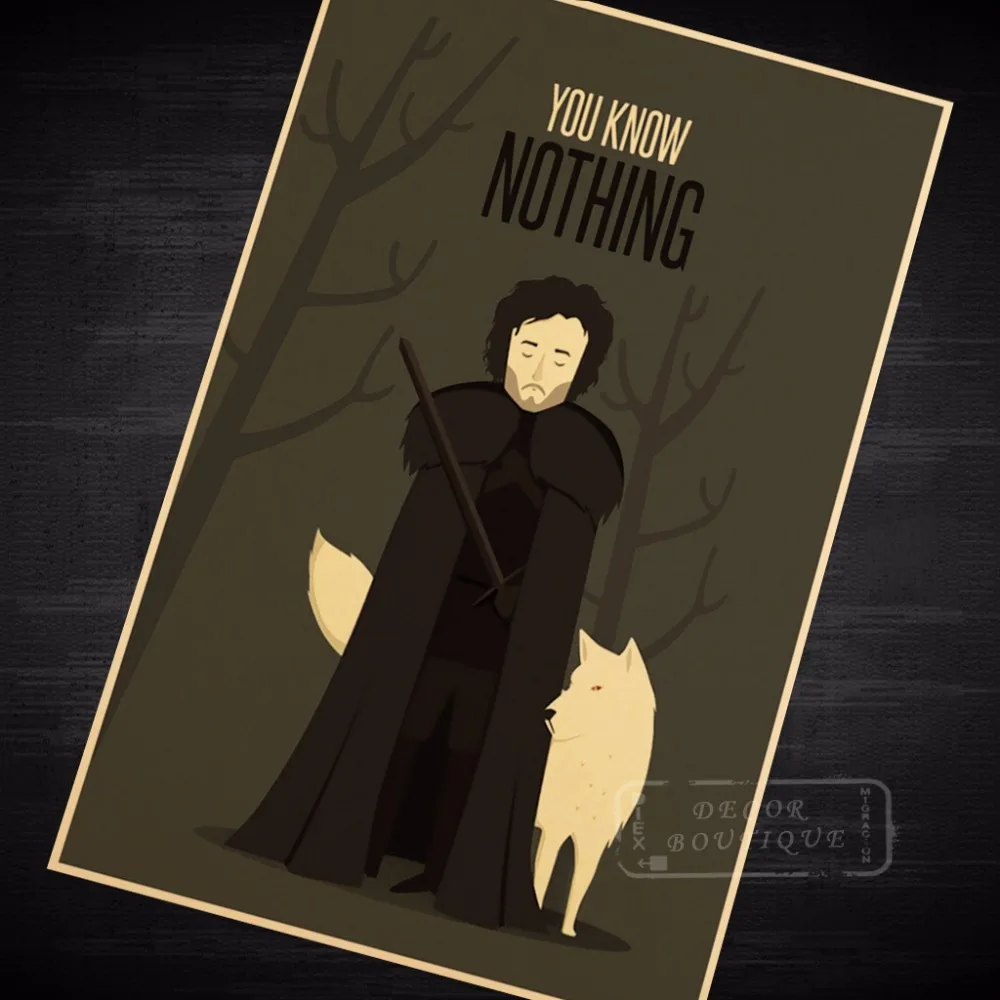 You know Nothing John Snow Игра престолов классический ретро ВИНТАЖНЫЙ ПЛАКАТ холст
