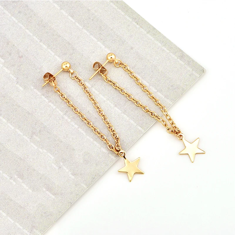 2 шт./компл. женская мода темперамент звезда цепочка золотые серьги Креативные