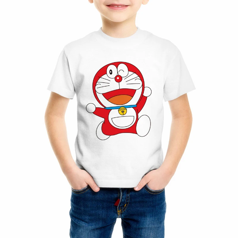 

Boys and girls T-shirts Doraemon t shirt Cartoon Child T Shirt Design Parody Funny tops Cool Novelty Pokonyan tees C10-12