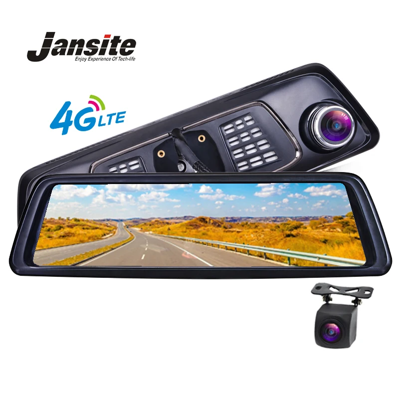 Jansite Автомобильный видеорегистратор 10 &quotFull Touch ips 4G Android зеркало gps FHD 1080P