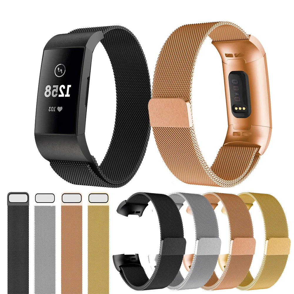 Для Fitbit Charge 3 сменный магнитный ремешок с петлей из нержавеющей стали
