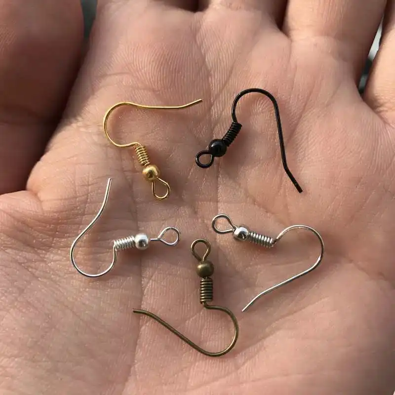 100 шт серьги Крючки фурнитура Аксессуары к проводам золотые серебряные бронзовые