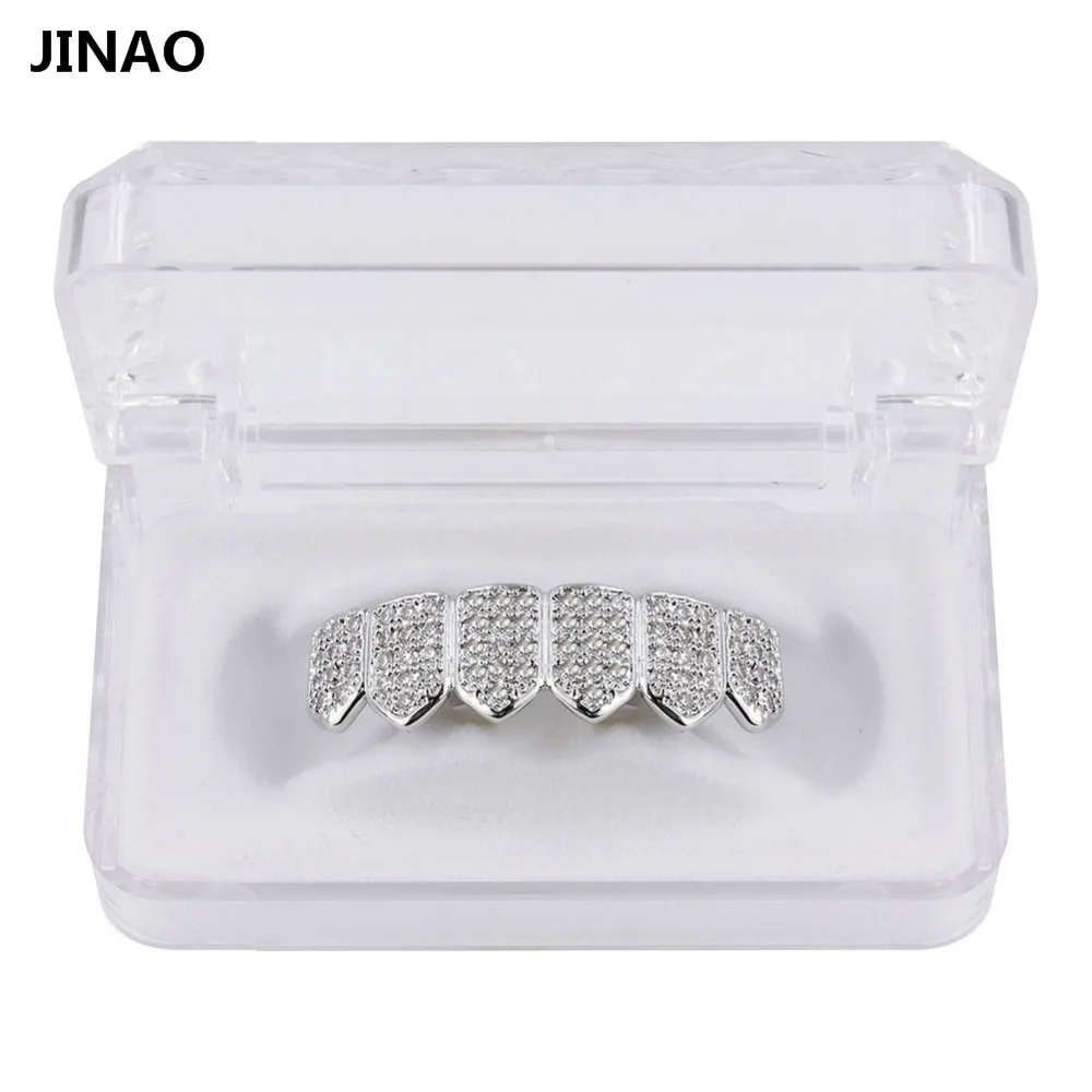 Jinao для хип-хопа зубы Grillz цвет чистого золота покрытием микро Pave CZ камни Топ и нижние грилзы Рот зубы комплект решеток корабль от нас