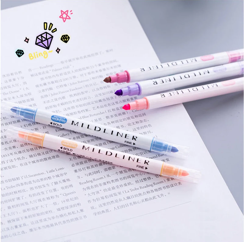 12 Colors/set Japanese Mildliner Pens Milkliner Double Headed Fluorescent Pen Cute Art Highlighter Drawing Mark Stationery | Канцтовары